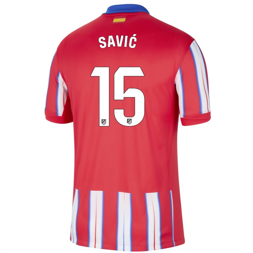 Danxen Herren Stefan Savic #15 Rot Weiß Blau Heimtrikot Trikot 2024/25 T-Shirt