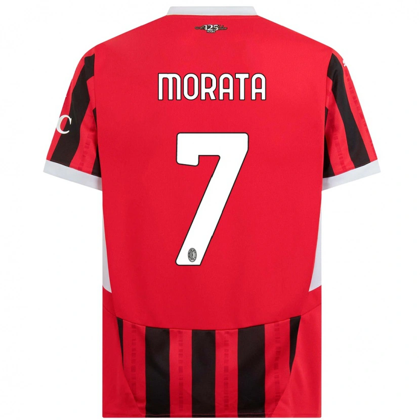 Danxen Herren Álvaro Morata #7 Rot Schwarz Heimtrikot Trikot 2024/25 T-Shirt