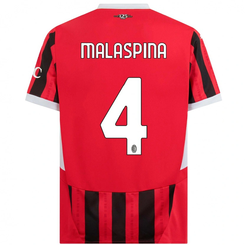 Danxen Herren Mattia Malaspina #4 Rot Schwarz Heimtrikot Trikot 2024/25 T-Shirt
