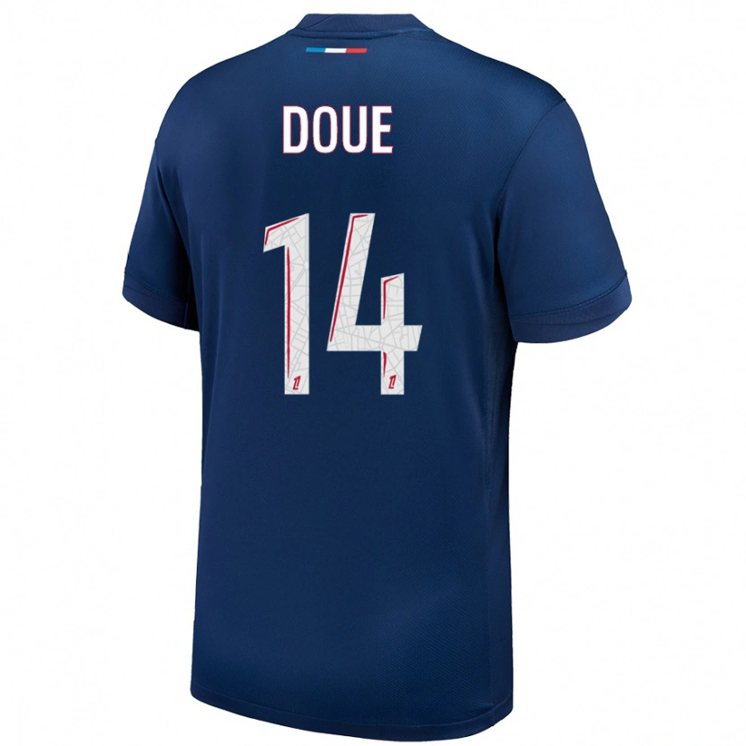Danxen Herren Désiré Doué #14 Marineblau Weiß Heimtrikot Trikot 2024/25 T-Shirt