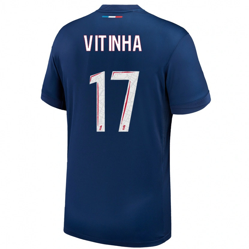 Danxen Herren Vitinha #17 Marineblau Weiß Heimtrikot Trikot 2024/25 T-Shirt