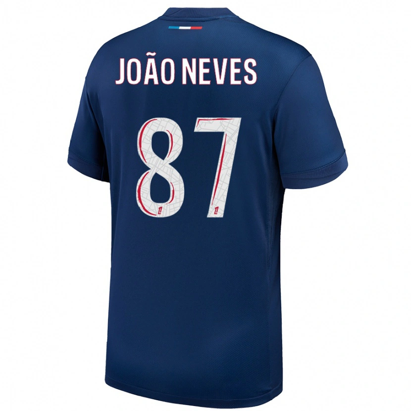 Danxen Herren João Neves #87 Marineblau Weiß Heimtrikot Trikot 2024/25 T-Shirt