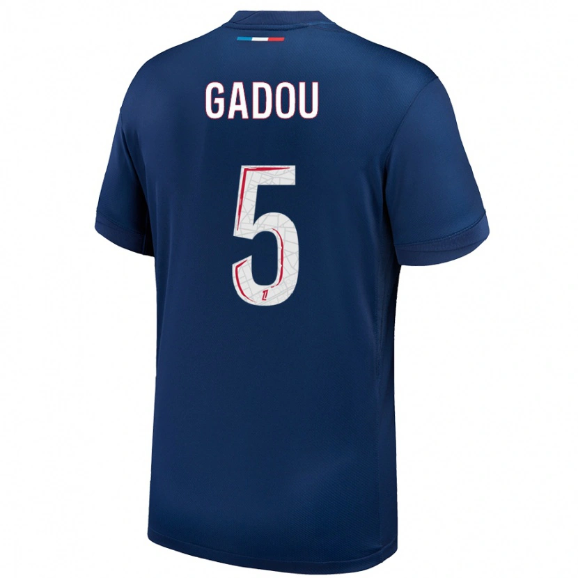Danxen Herren Joane Gadou #5 Marineblau Weiß Heimtrikot Trikot 2024/25 T-Shirt