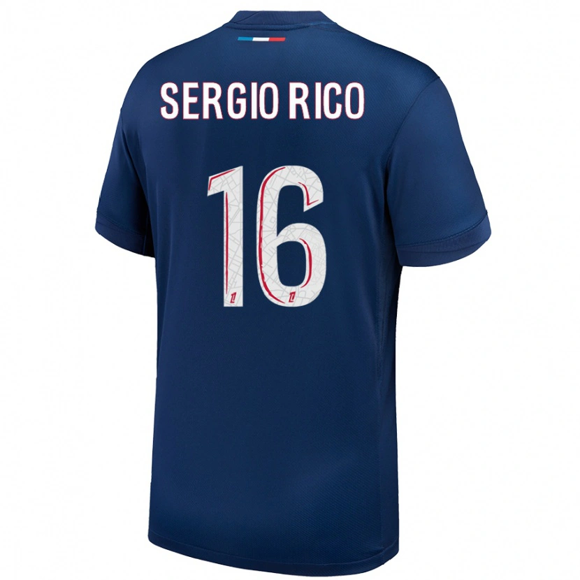 Danxen Herren Sergio Rico #16 Marineblau Weiß Heimtrikot Trikot 2024/25 T-Shirt