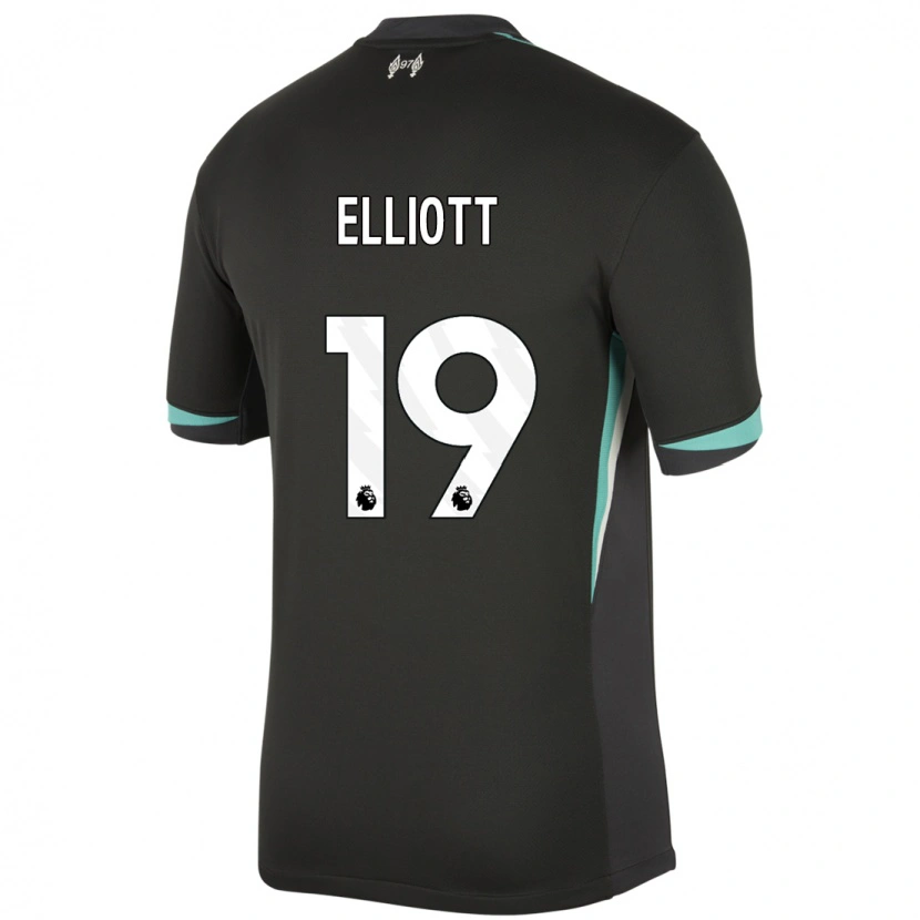 Danxen Herren Harvey Elliott #19 Schwarz Anthrazitweiß Auswärtstrikot Trikot 2024/25 T-Shirt