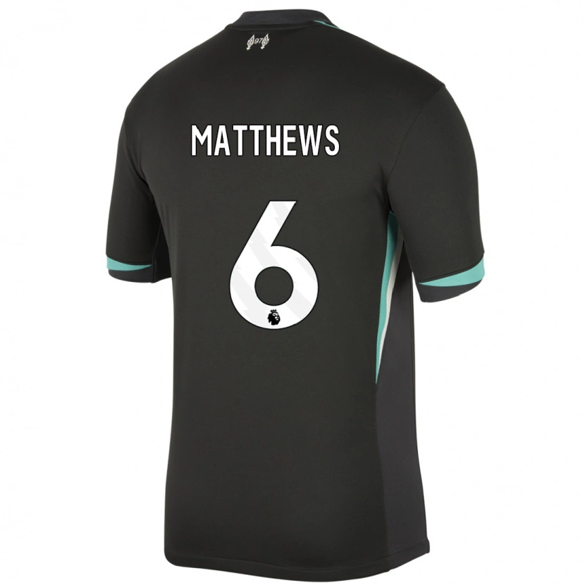 Danxen Herren Jasmine Matthews #6 Schwarz Anthrazitweiß Auswärtstrikot Trikot 2024/25 T-Shirt