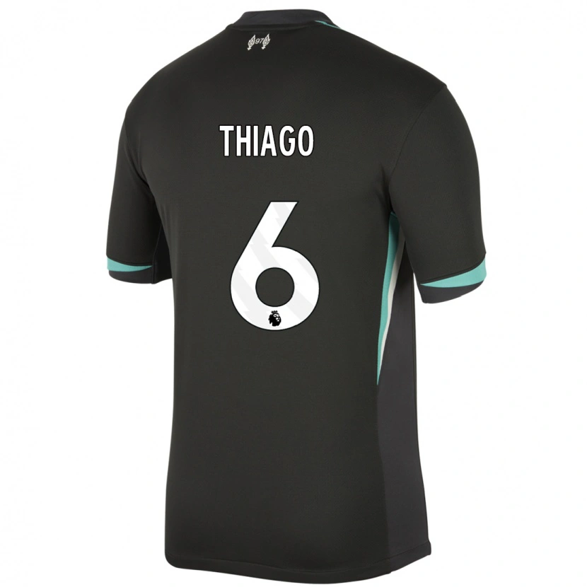 Danxen Herren Thiago #6 Schwarz Anthrazitweiß Auswärtstrikot Trikot 2024/25 T-Shirt