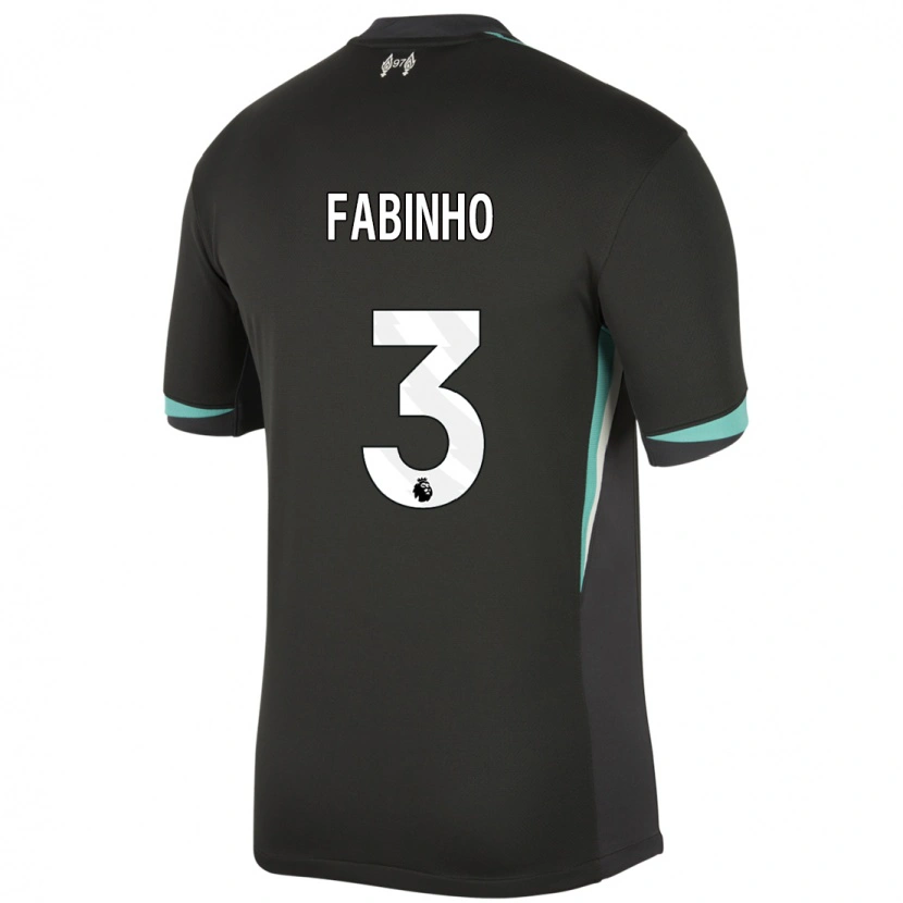 Danxen Herren Fabinho #3 Schwarz Anthrazitweiß Auswärtstrikot Trikot 2024/25 T-Shirt