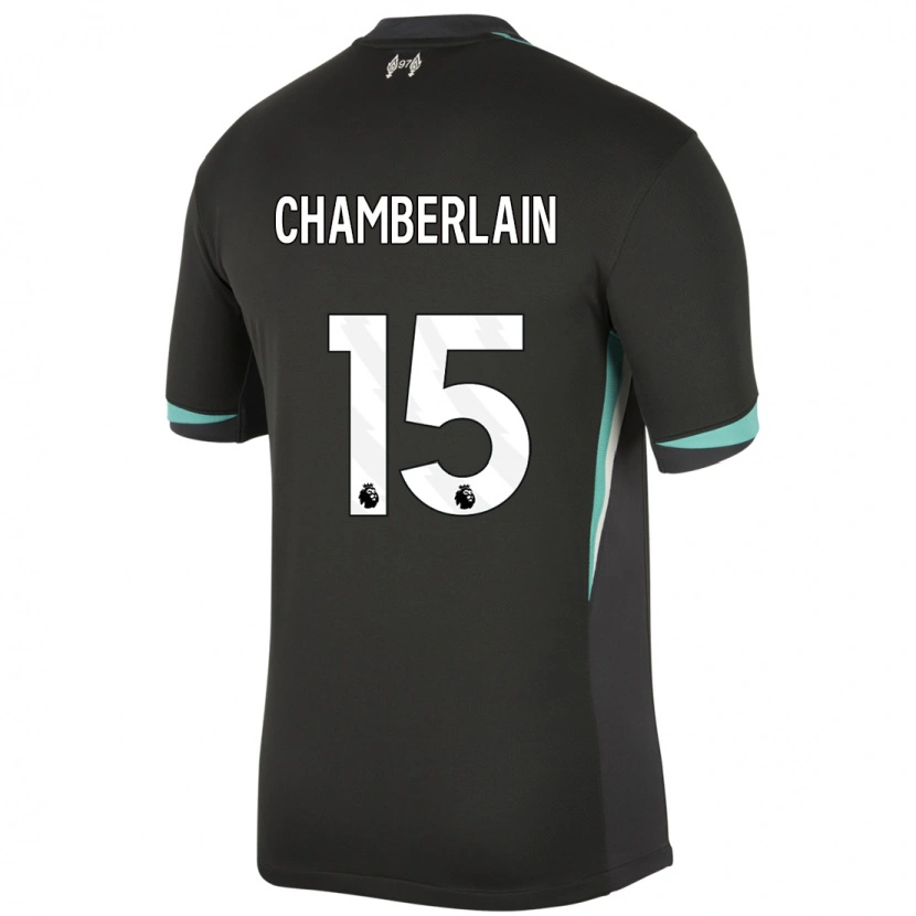 Danxen Herren Alex Oxlade Chamberlain #15 Schwarz Anthrazitweiß Auswärtstrikot Trikot 2024/25 T-Shirt