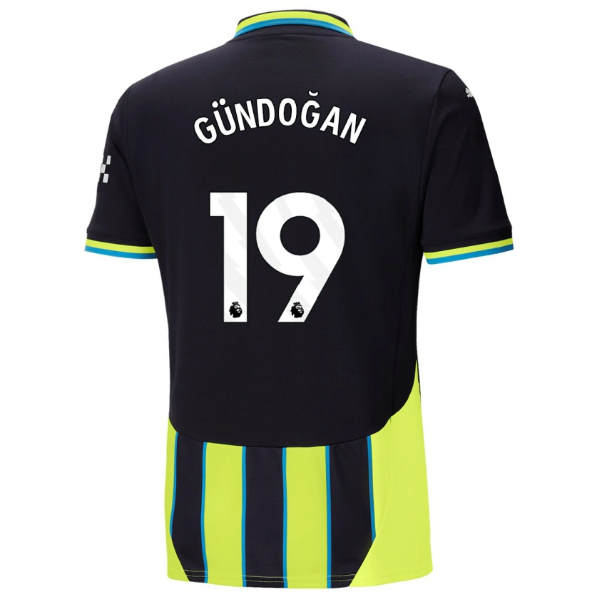 Danxen Herren İlkay Gündoğan #19 Blaugelb Auswärtstrikot Trikot 2024/25 T-Shirt