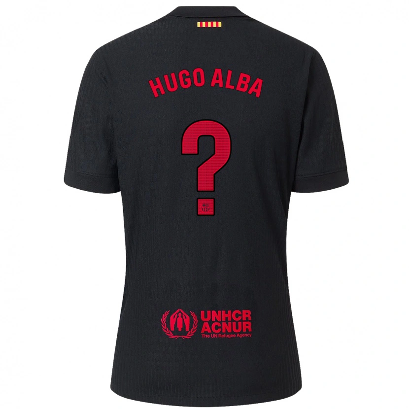 Danxen Herren Hugo Alba #0 Schwarz Rot Auswärtstrikot Trikot 2024/25 T-Shirt