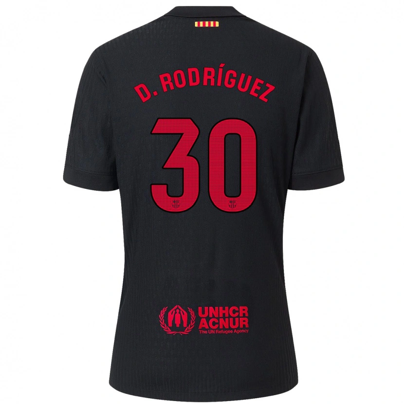 Danxen Herren Dani Rodríguez #30 Schwarz Rot Auswärtstrikot Trikot 2024/25 T-Shirt