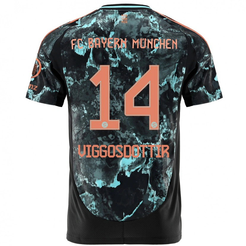 Danxen Herren Glodis Perla Viggosdottir #14 Schwarz Auswärtstrikot Trikot 2024/25 T-Shirt