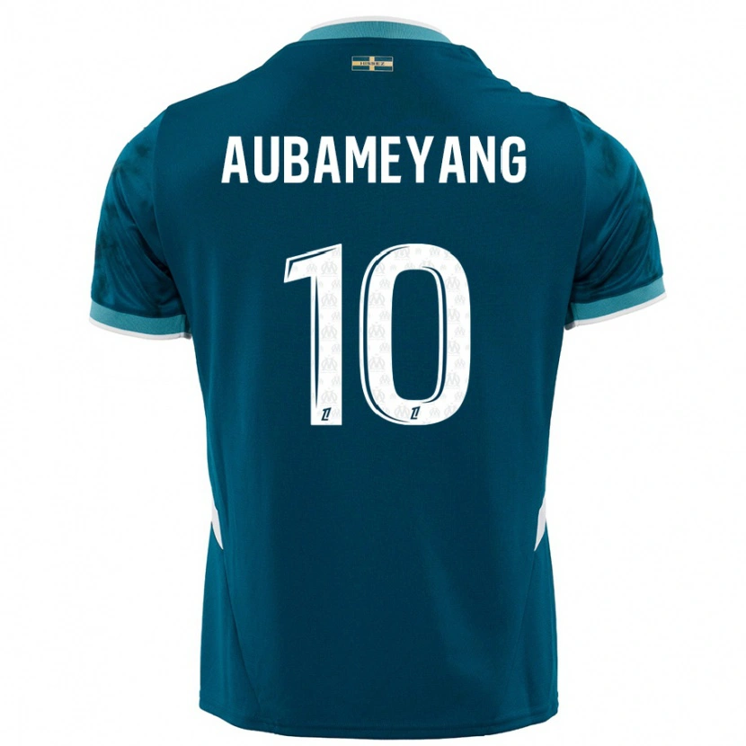 Danxen Herren Pierre-Emerick Aubameyang #10 Türkisblau Auswärtstrikot Trikot 2024/25 T-Shirt