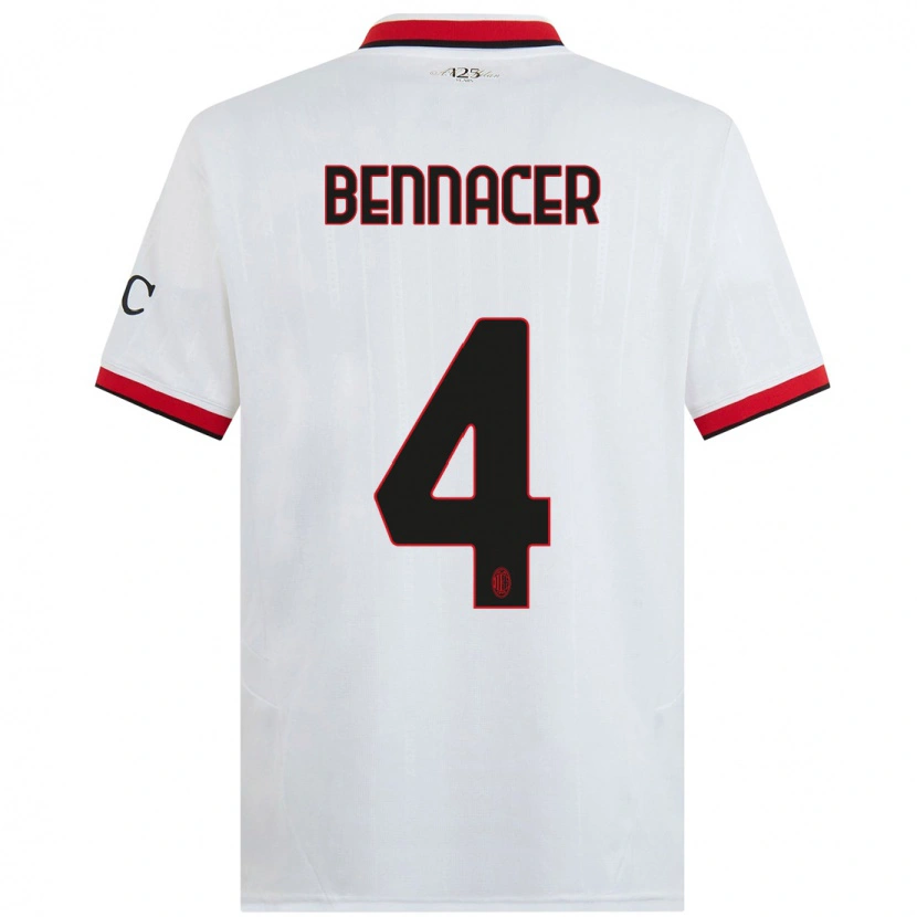 Danxen Herren Ismaël Bennacer #4 Weiß Schwarz Rot Auswärtstrikot Trikot 2024/25 T-Shirt