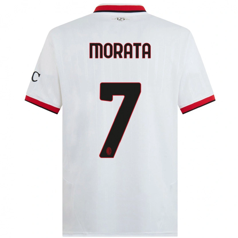Danxen Herren Álvaro Morata #7 Weiß Schwarz Rot Auswärtstrikot Trikot 2024/25 T-Shirt