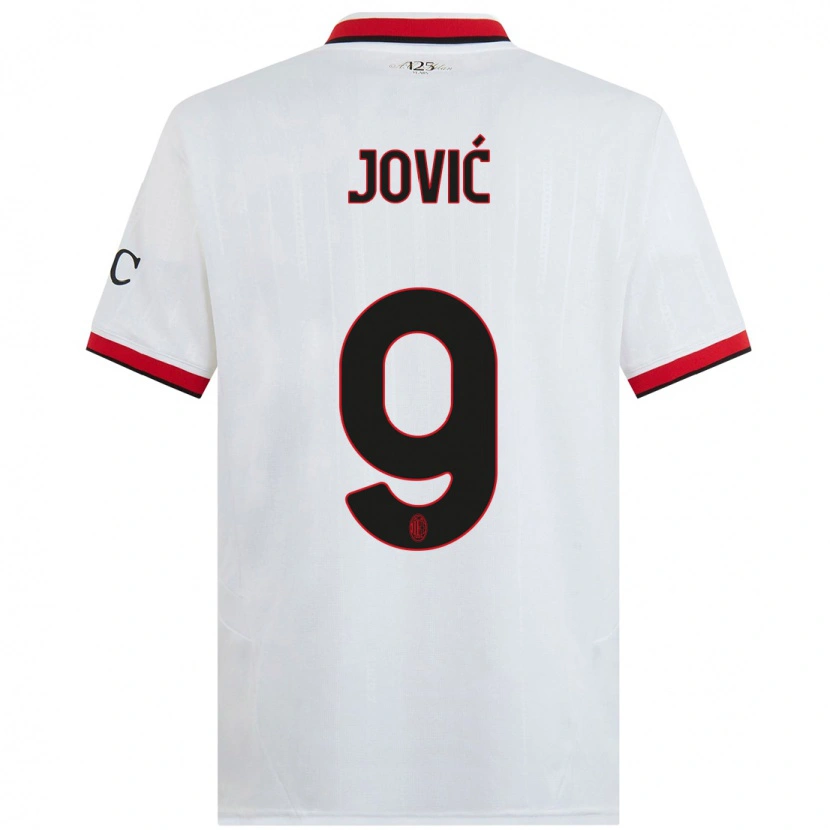 Danxen Herren Luka Jović #9 Weiß Schwarz Rot Auswärtstrikot Trikot 2024/25 T-Shirt