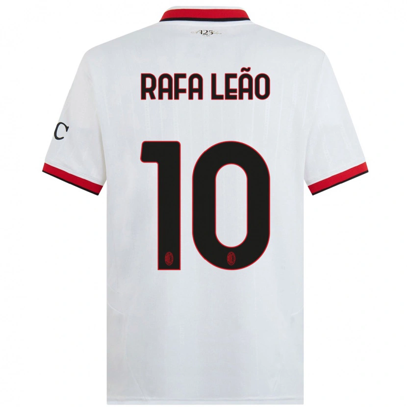 Danxen Herren Rafael Leão #10 Weiß Schwarz Rot Auswärtstrikot Trikot 2024/25 T-Shirt