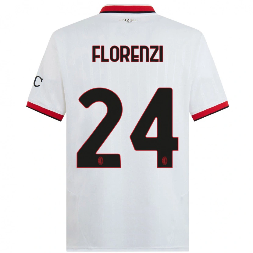 Danxen Herren Alessandro Florenzi #24 Weiß Schwarz Rot Auswärtstrikot Trikot 2024/25 T-Shirt