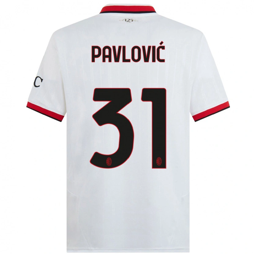 Danxen Herren Strahinja Pavlović #31 Weiß Schwarz Rot Auswärtstrikot Trikot 2024/25 T-Shirt