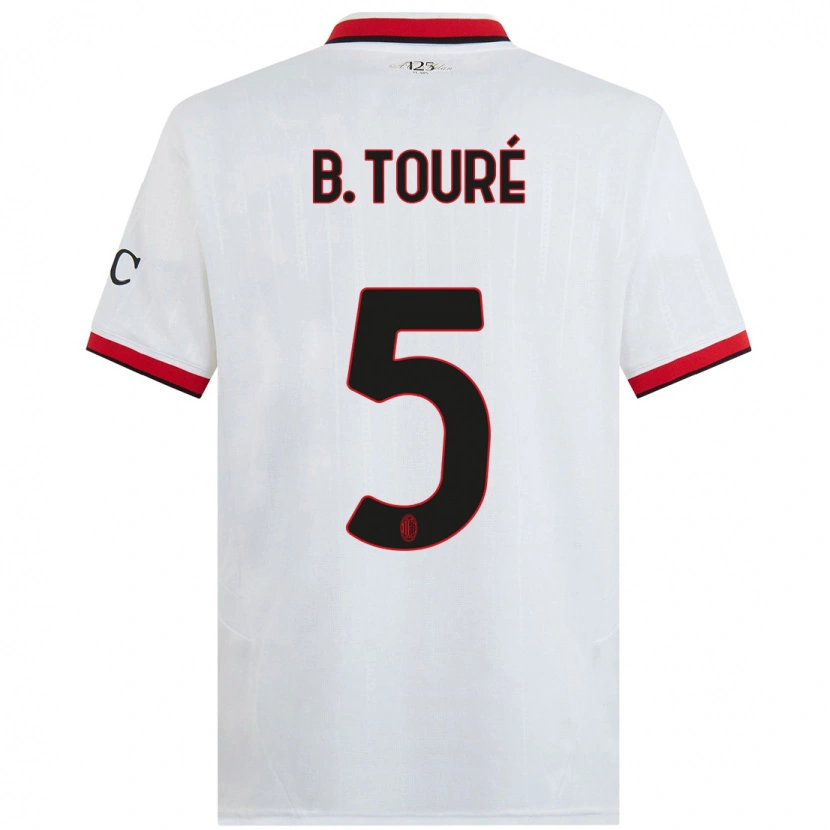 Danxen Herren Fode Ballo-Toure #5 Weiß Schwarz Rot Auswärtstrikot Trikot 2024/25 T-Shirt
