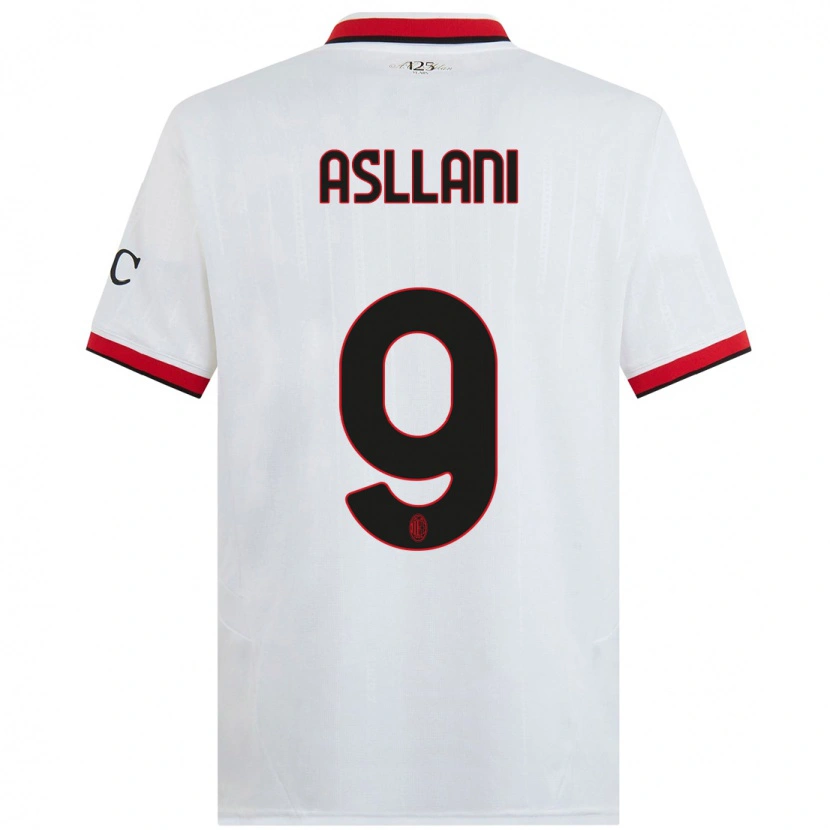 Danxen Herren Kosovare Asllani #9 Weiß Schwarz Rot Auswärtstrikot Trikot 2024/25 T-Shirt