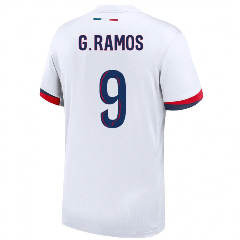 Danxen Herren Gonçalo Ramos #9 Weiß Blau Rot Auswärtstrikot Trikot 2024/25 T-Shirt