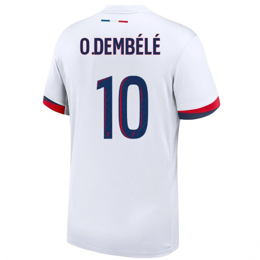 Danxen Herren Ousmane Dembélé #10 Weiß Blau Rot Auswärtstrikot Trikot 2024/25 T-Shirt