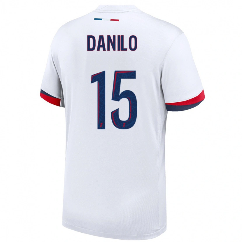 Danxen Herren Danilo Pereira #15 Weiß Blau Rot Auswärtstrikot Trikot 2024/25 T-Shirt