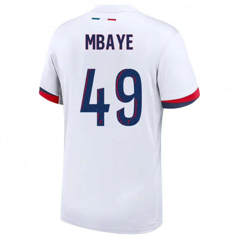 Danxen Herren Ibrahim Mbaye #49 Weiß Blau Rot Auswärtstrikot Trikot 2024/25 T-Shirt