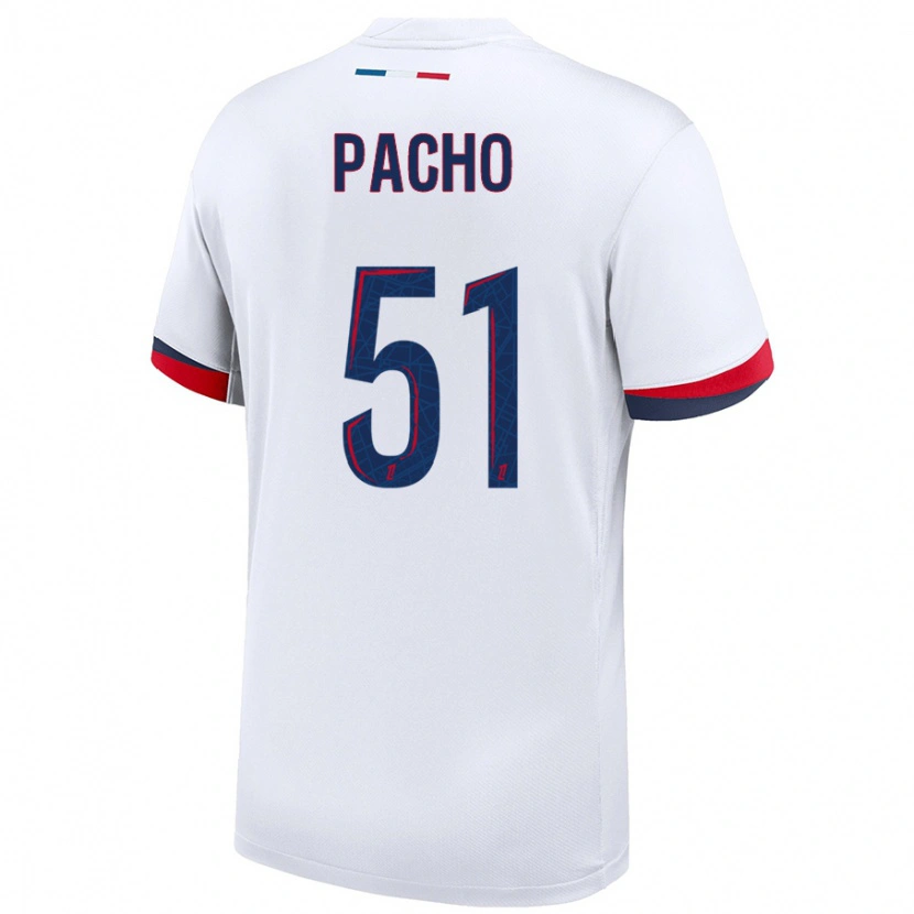 Danxen Herren Willian Pacho #51 Weiß Blau Rot Auswärtstrikot Trikot 2024/25 T-Shirt