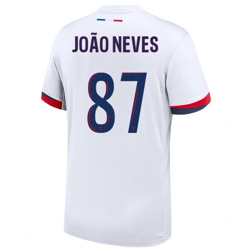 Danxen Herren João Neves #87 Weiß Blau Rot Auswärtstrikot Trikot 2024/25 T-Shirt