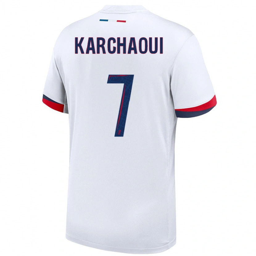 Danxen Herren Sakina Karchaoui #7 Weiß Blau Rot Auswärtstrikot Trikot 2024/25 T-Shirt