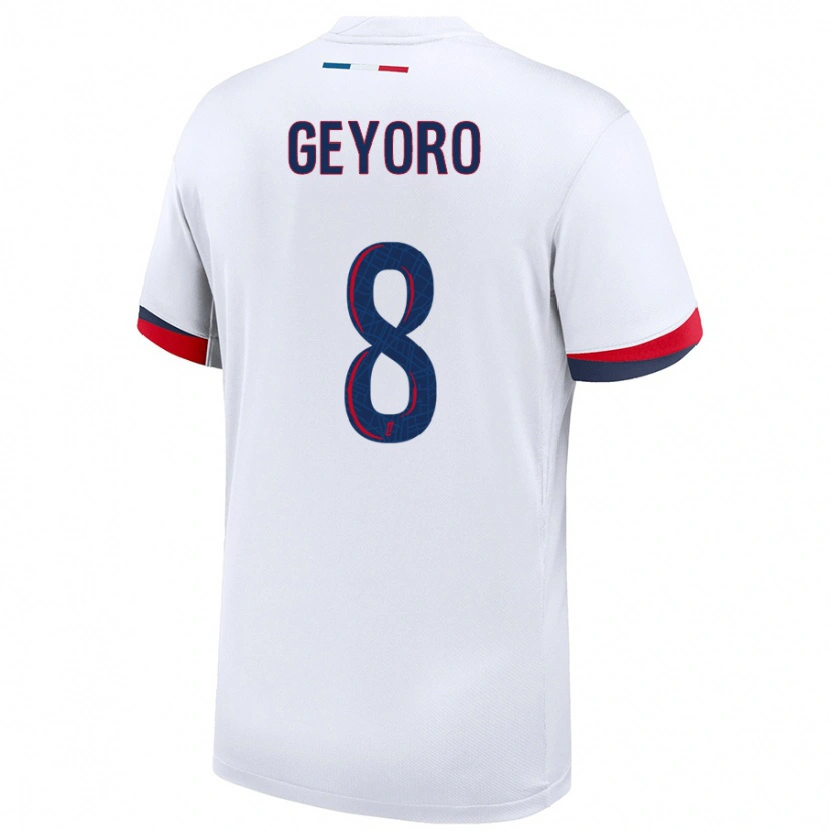Danxen Herren Grace Geyoro #8 Weiß Blau Rot Auswärtstrikot Trikot 2024/25 T-Shirt