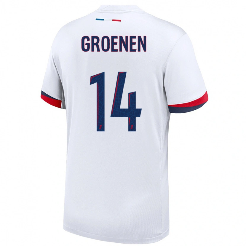 Danxen Herren Jackie Groenen #14 Weiß Blau Rot Auswärtstrikot Trikot 2024/25 T-Shirt