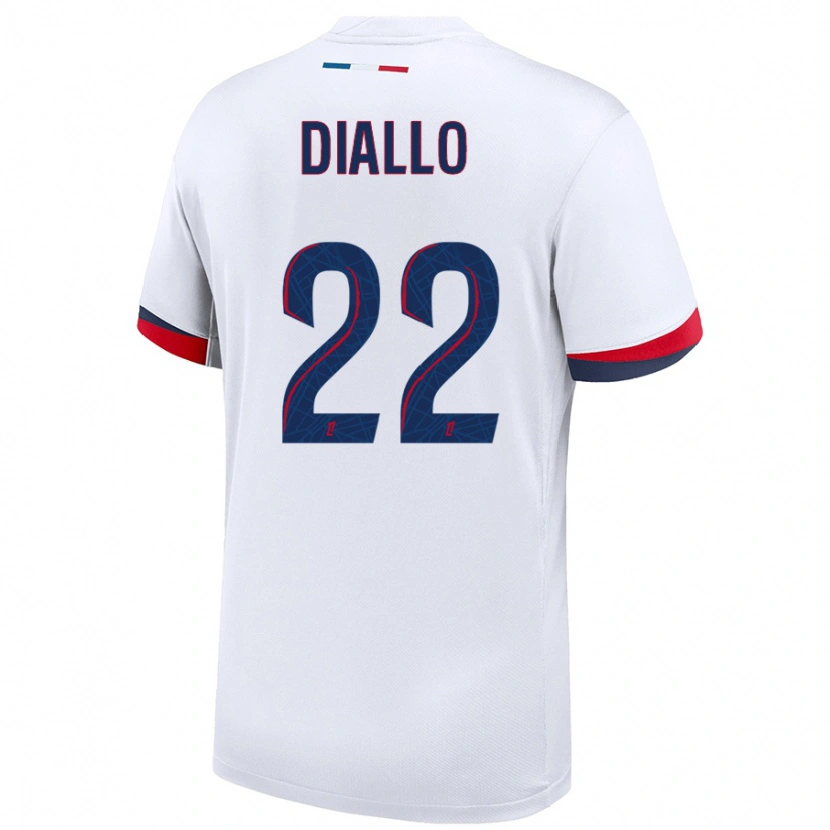 Danxen Herren Abdou Diallo #22 Weiß Blau Rot Auswärtstrikot Trikot 2024/25 T-Shirt