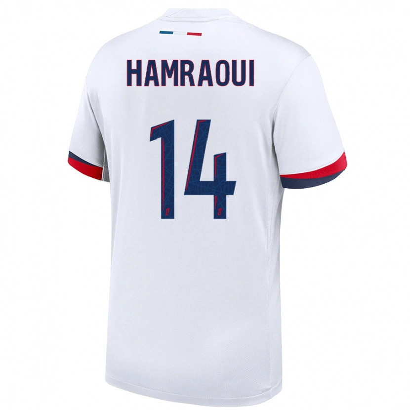Danxen Herren Kheira Hamraoui #14 Weiß Blau Rot Auswärtstrikot Trikot 2024/25 T-Shirt