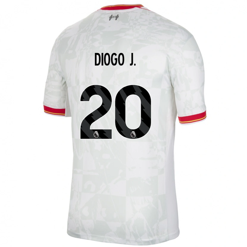 Danxen Herren Diogo Jota #20 Weiß Rot Schwarz Ausweichtrikot Trikot 2024/25 T-Shirt