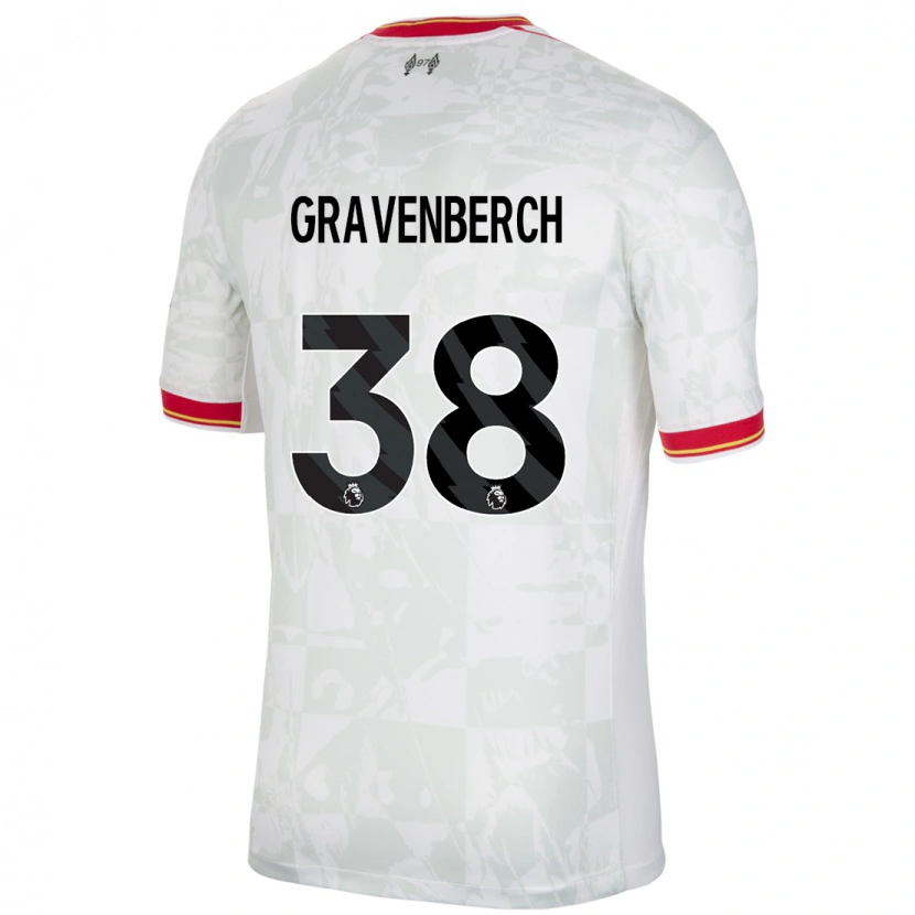 Danxen Herren Ryan Gravenberch #38 Weiß Rot Schwarz Ausweichtrikot Trikot 2024/25 T-Shirt