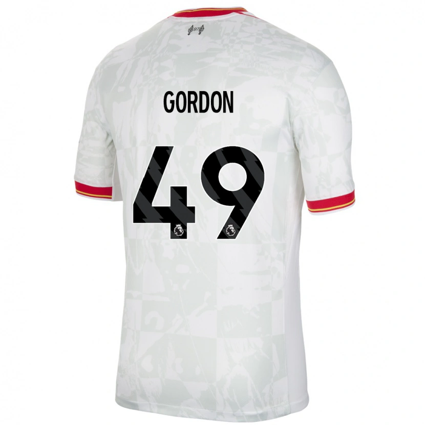 Danxen Herren Kaide Gordon #49 Weiß Rot Schwarz Ausweichtrikot Trikot 2024/25 T-Shirt