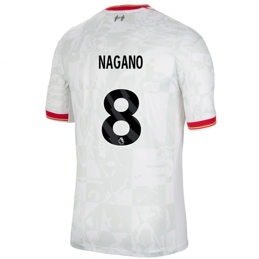 Danxen Herren Fūka Nagano #8 Weiß Rot Schwarz Ausweichtrikot Trikot 2024/25 T-Shirt