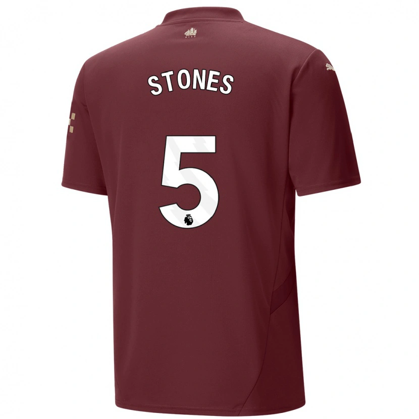 Danxen Herren John Stones #5 Kastanienbraun Ausweichtrikot Trikot 2024/25 T-Shirt