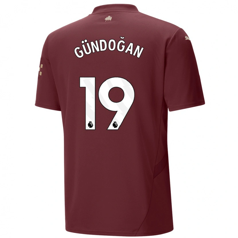 Danxen Herren İlkay Gündoğan #19 Kastanienbraun Ausweichtrikot Trikot 2024/25 T-Shirt