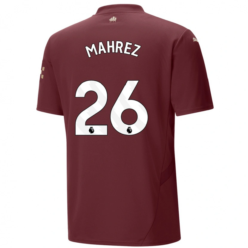Danxen Herren Riyad Mahrez #26 Kastanienbraun Ausweichtrikot Trikot 2024/25 T-Shirt