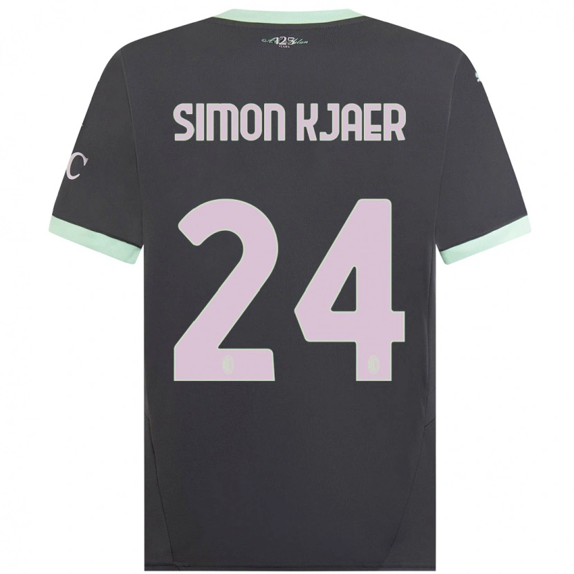 Danxen Herren Simon Kjaer #24 Grau Ausweichtrikot Trikot 2024/25 T-Shirt