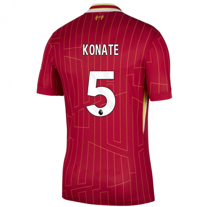 Danxen Damen Ibrahima Konaté #5 Rot Gelb Weiß Heimtrikot Trikot 2024/25 T-Shirt