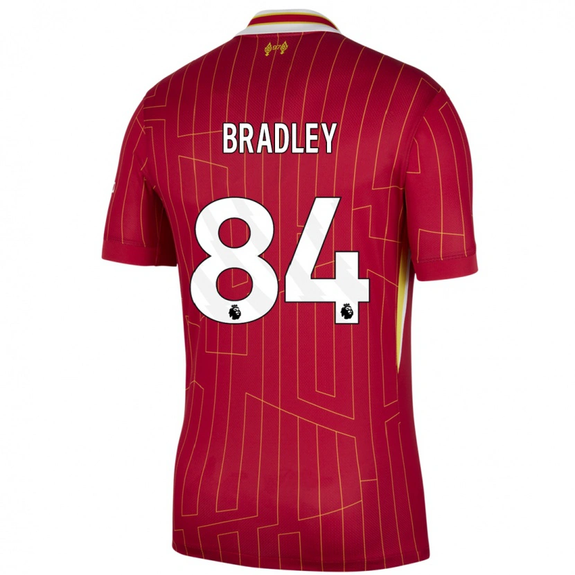 Danxen Damen Conor Bradley #84 Rot Gelb Weiß Heimtrikot Trikot 2024/25 T-Shirt