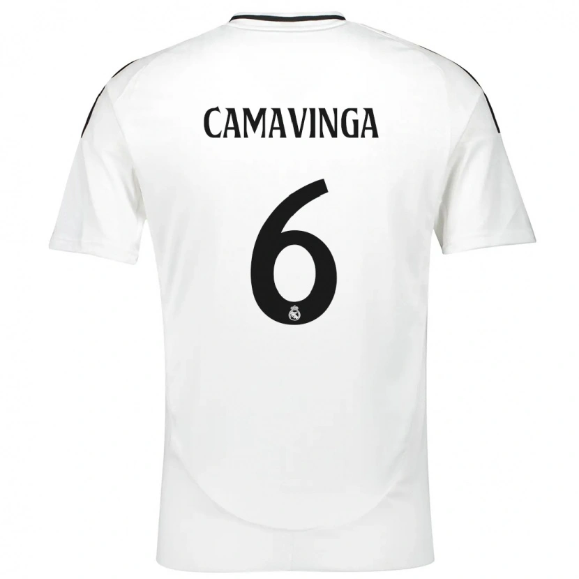 Danxen Damen Eduardo Camavinga #6 Weiß Heimtrikot Trikot 2024/25 T-Shirt