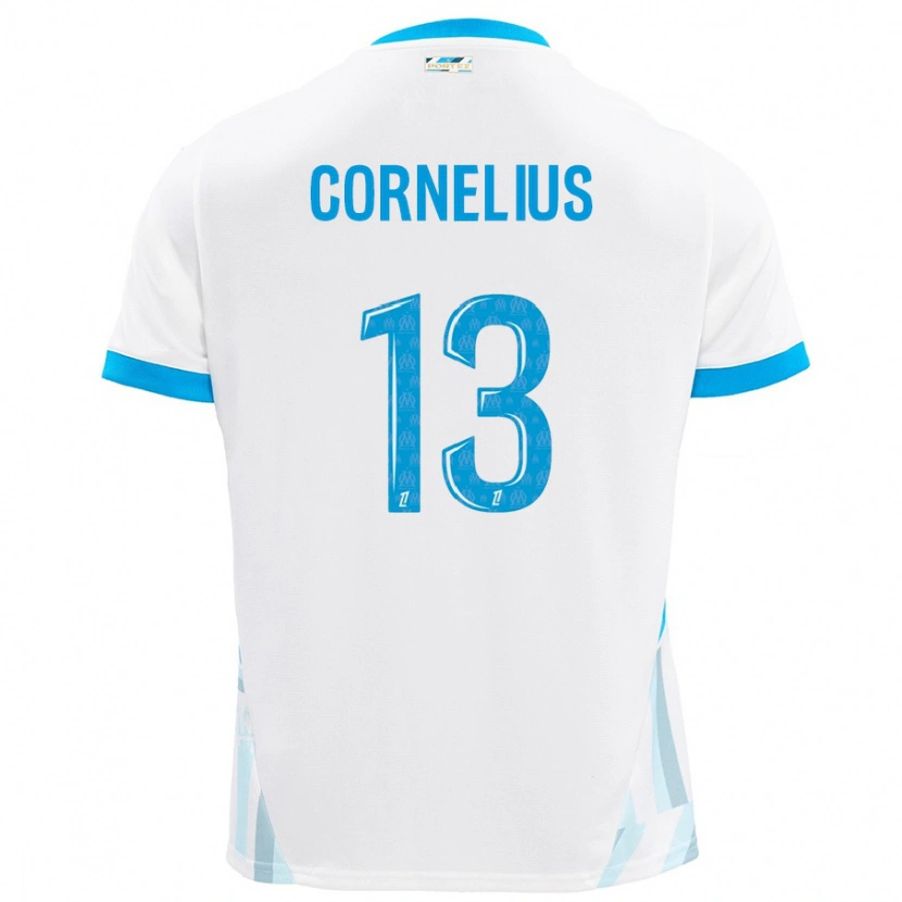 Danxen Damen Derek Cornelius #13 Weiß Himmelblau Heimtrikot Trikot 2024/25 T-Shirt