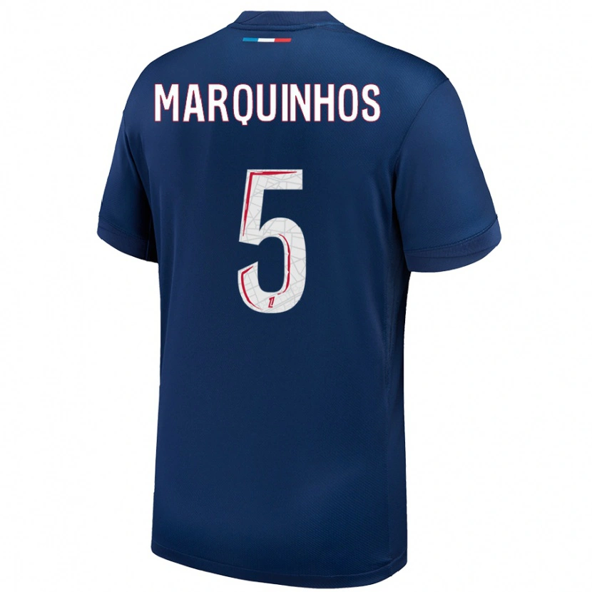 Danxen Damen Marquinhos #5 Marineblau Weiß Heimtrikot Trikot 2024/25 T-Shirt
